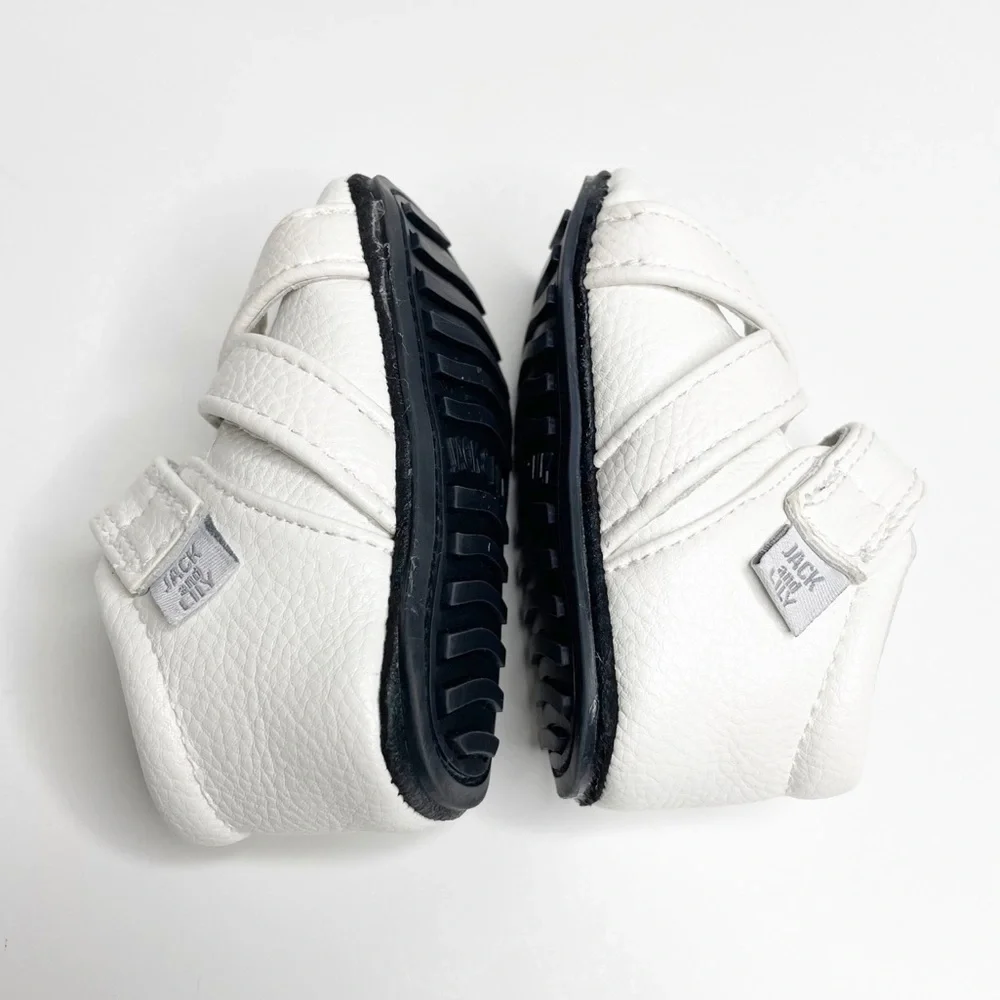Jack and Lily My Mocs White Leather Strappy Mary Jane Moccasins